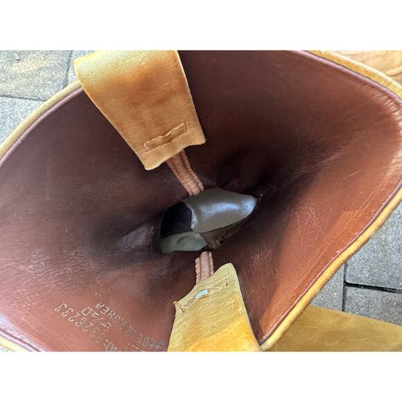 Vintage Early Cats Paw Heels Campus Pull On Boots Sz 9.5 Leather Made In Korea - Picture 13 of 16